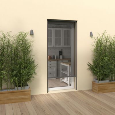 Moustiquaire enroulable porte - Verticale - Alu - Gris - 125x230cm 