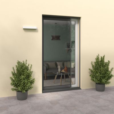 Moustiquaire enroulable porte - Lat&eacute;rale - Alu - Gris - 140x230cm 