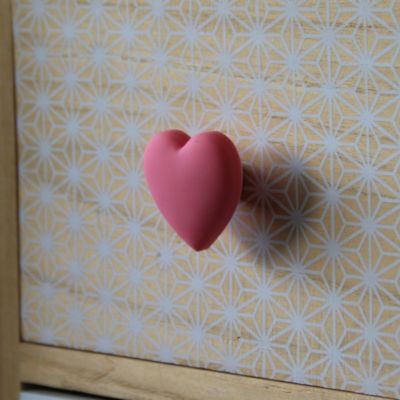 Lot 4 boutons de meuble enfant cœur rose Chrisligne L.42 x l.40 mm