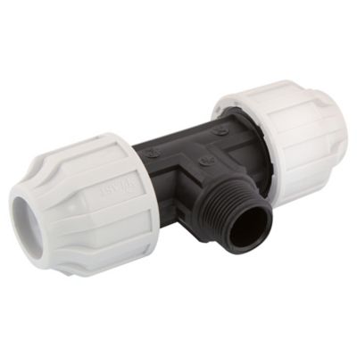 Té mâle Interplast PEHD Ø25 mm, 3/4 16 bar