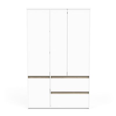Armoire 4 portes et 2 tiroirs décor chêne kronberg et blanc mat H220,5 cm - CLYDE