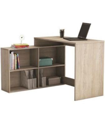DEMEYERE Bureau d'angle contemporain décor chêne Shannon 112 cm NAGANO - vue 1