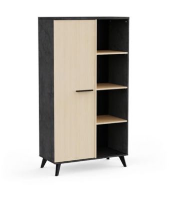 Buffet haut H 153 9 cm KENT Chêne de fil / Sidewalk 1 porte 4 niches DEMEYERE - vue 2
