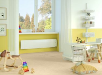 Radiateur ?lectrique double coeur de chauffe lumineux Sauter Hekla 1000W blanc Plinthe