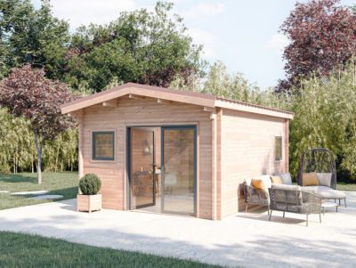 Abri / Studio de jardin Oyonnax en bois douglas ép.55mm surface totale 25.2m² - Monnet Seve