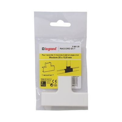 Raccord en T pour moulure 20 x 12,5 mm Legrand