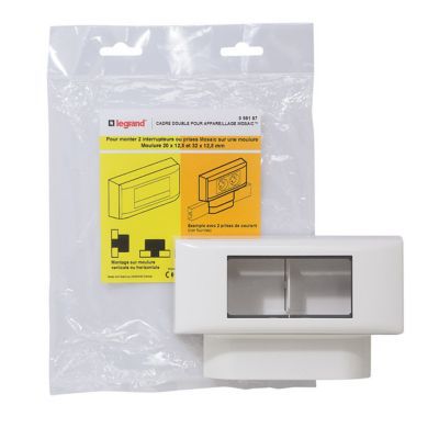 Cadre 2 postes Mosaic pour moulures et plinthes 12,5 mm Legrand