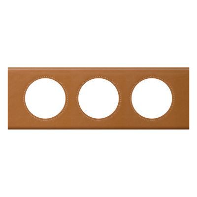 Plaque de finition triple Legrand Céliane matière cuir caramel