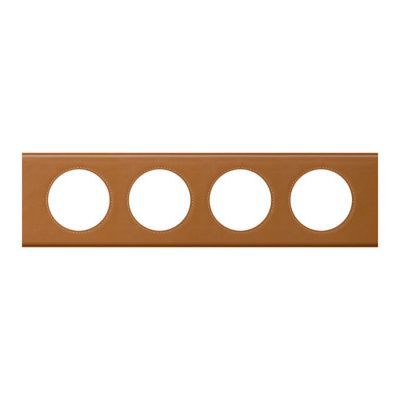 Plaque de finition quadruple Legrand Céliane matière cuir caramel