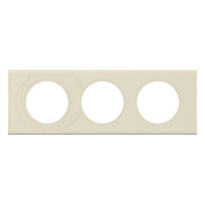 Plaque de finition triple Legrand Céliane matière cuir perle couture