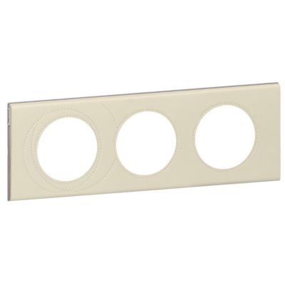 Plaque de finition 3 postes Legrand Céliane 0 694 33 coloris cuir couture .242 x P.9 2 x H.82 mm