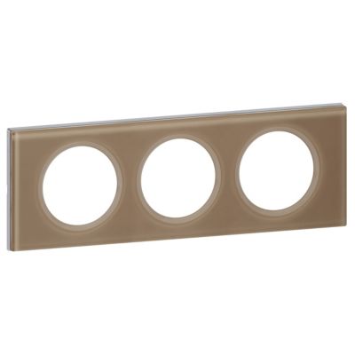 Plaque de finition 3 postes Legrand Céliane 0 694 63 coloris verre moka .242 x P.8 5 x H.82 mm