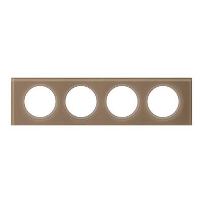 Plaque de finition quadruple Legrand Céliane matière verre moka