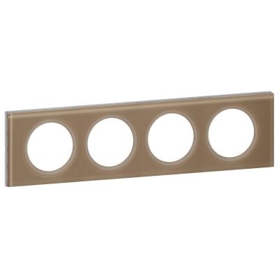 Plaque de finition 4 postes Legrand Céliane 0 694 64 coloris verre moka .313 x P.8 5 x H.82 mm