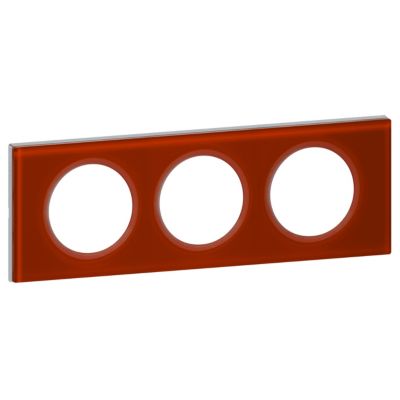 Plaque de finition 3 postes Legrand Céliane 0 694 73 coloris verre carmin .242 x P.8 5 x H.82 mm
