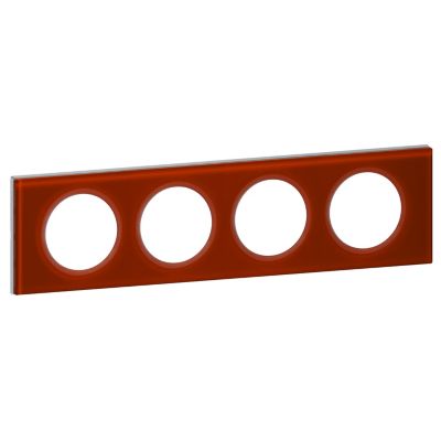 Plaque de finition 4 postes Legrand Céliane 0 694 74 coloris verre carmin .313 x P.8 5 x H.82 mm