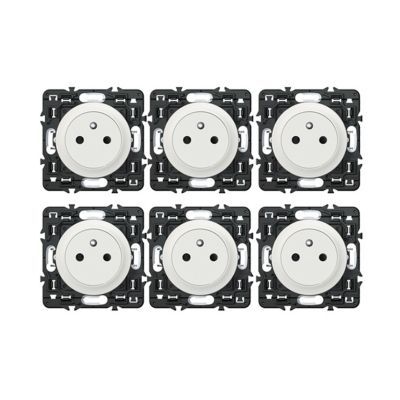 6 mécanismes 2 pôles+terre Legrand Céliane blanc