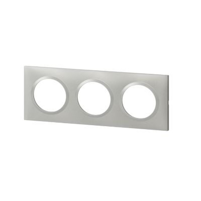 Plaque de finition 3 postes Legrand Dooxie 6 008 53 coloris aluminium .229 x P.10 x H.87 mm - vue 3