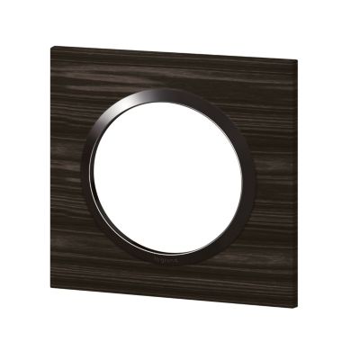 Plaque de finition 1 poste Legrand Dooxie 6 008 81 coloris bois ébène avec bague brillante .87 x P.10 x H.87 mm