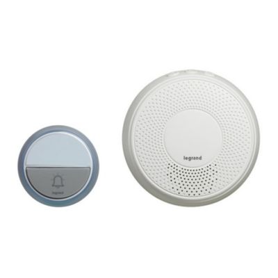Kit Confort carillon et sonnette sans fil Legrand avec 15 mélodies alimentation par piles - blanc