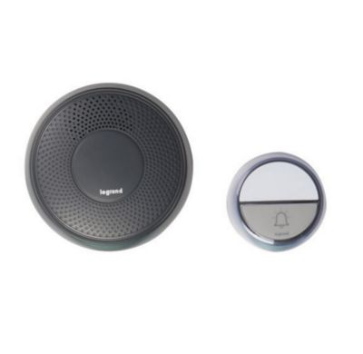 Kit Confort carillon et sonnette sans fil Legrand avec 15 mélodies alimentation par piles - anthraci