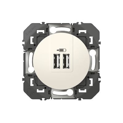 Prise double USB-A Legrand Dooxie blanc carrée