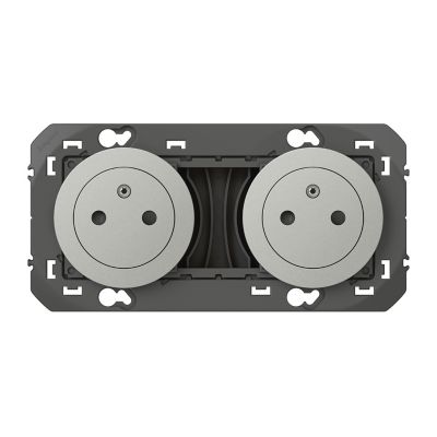 Double prise 2 pôles + terre Legrand Dooxie aluminium carrée à composer