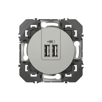 Prise double USB-A Legrand Dooxie aluminium carrée