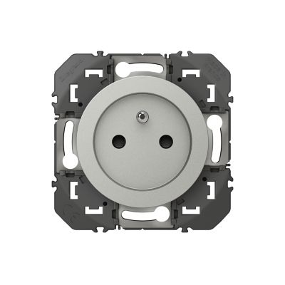 Prise 2 pôles + terre affleurante Legrand Dooxie aluminium carrée à composer