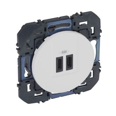 Prise double USB-C Legrand Dooxie blanc carrée