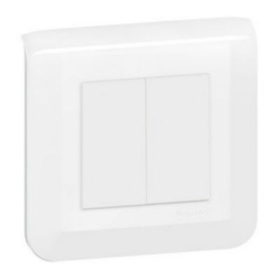 Double interrupteur va-et-vient à vis Legrand Mosaïc blanc