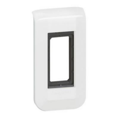 Plaque de finition + support Legrand Mosaïc 1 poste blanc, horizontal