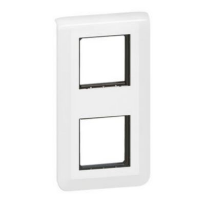 Plaque de finition + support Legrand Mosaïc 2 postes blanc, vertical