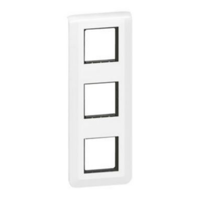 Plaque de finition + support Legrand Mosaïc 3 postes blanc, vertical