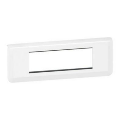 Plaque de finition + support Legrand Mosaïc 6 postes blanc, horizontal