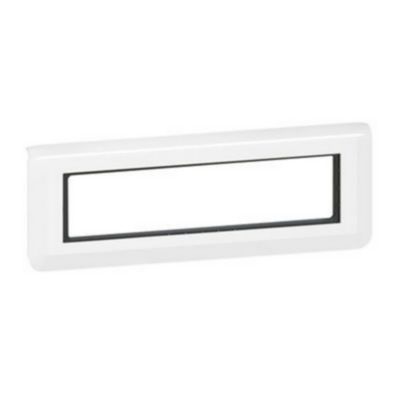 Plaque de finition + support Legrand Mosaïc 8 postes blanc, horizontal