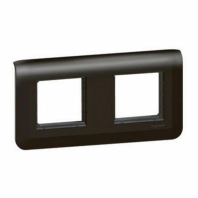 Plaque de finition et support Legrand Mosaïc double noir, horizontal