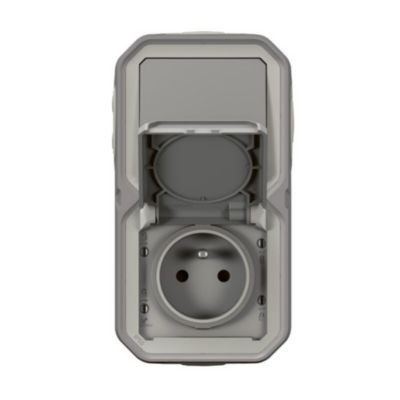 Prise et interrupteur Legrand Plexo gris en saillie
