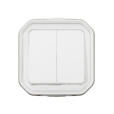 Double interrupteur Legrand Plexo blanc en saillie