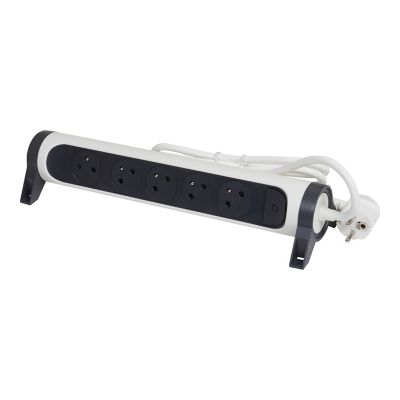 Multiprise 5 prises rotative à fixer Legrand blanc et gris 1.5 m