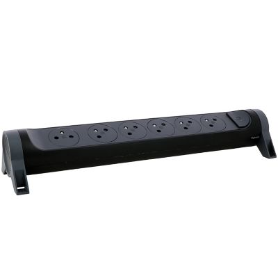 Multiprise 6 prises rotative à fixer Legrand noir et gris