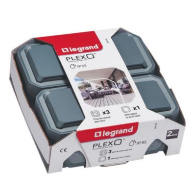 LEGRAND Lot de 1 interrupteur ou va et vient et 3 prises de courant étanches Plexo - vue 2