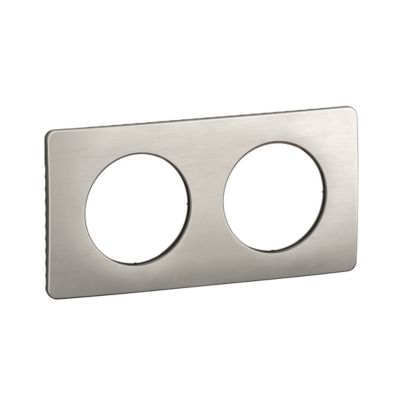 Plaque de finition 2 postes Legrand Céliane CP1722 coloris aluminium satiné .161 x P.9 x H.82 mm
