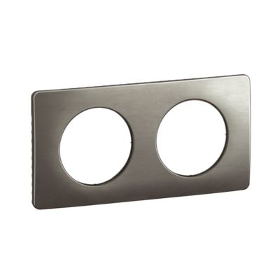Plaque de finition 2 postes Legrand Céliane CP1822 coloris acier satiné .161 x P.9 x H.82 mm
