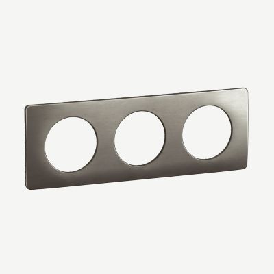 Plaque de finition 3 postes Legrand Céliane CP1823 coloris acier satiné .232 x P.9 x H.82 mm