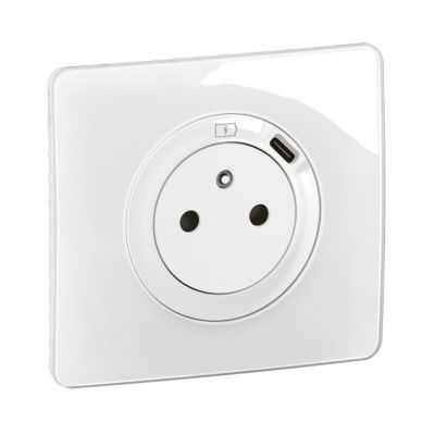 Prise 2 pôles avec avec 1 USB C Legrand Céliane complet