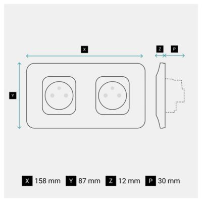 Double prise de courant avec horizontale Neptune bornes automatiques Legrand - vue 2