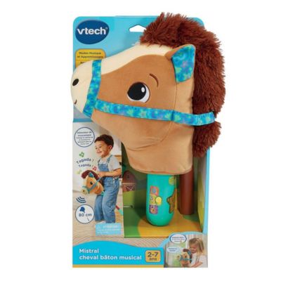 Cheval baton musical VTECH Baby Mistral en peluche multicolore 80 cm