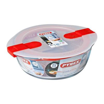 Plat rond Pyrex Cook Heat 20 cm verre borosilicate 1,1 L avec couvercle