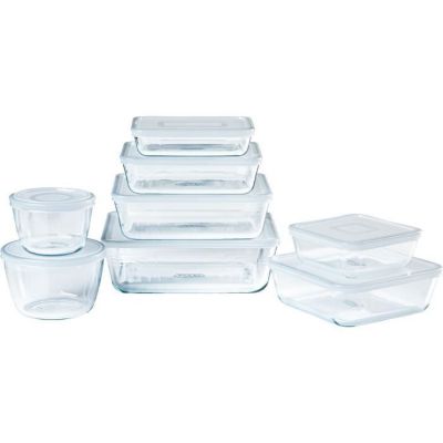 Lot de 8 plats de conservation PYREX Cook & Freeze Verre Rectangulaire Couvercle spécial congélation
